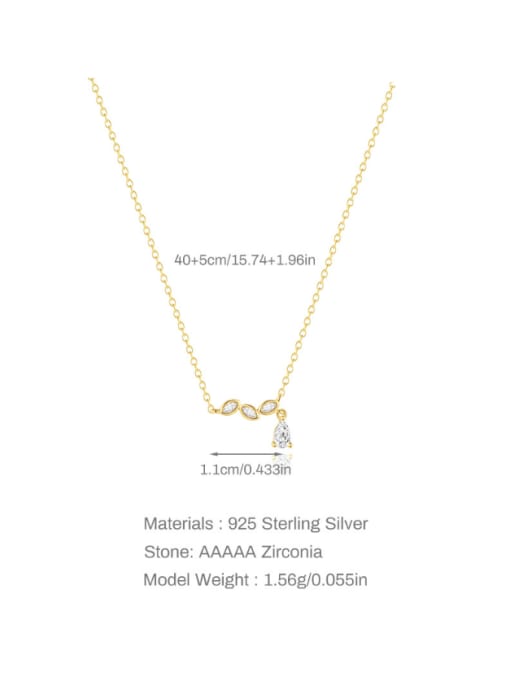 Golden necklace 925 Sterling Silver Cubic Zirconia Dainty Water Drop Earring and Necklace Set