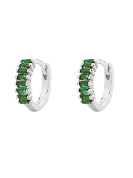 White gold A style 925 Sterling Silver Cubic Zirconia Geometric Minimalist Huggie Earring
