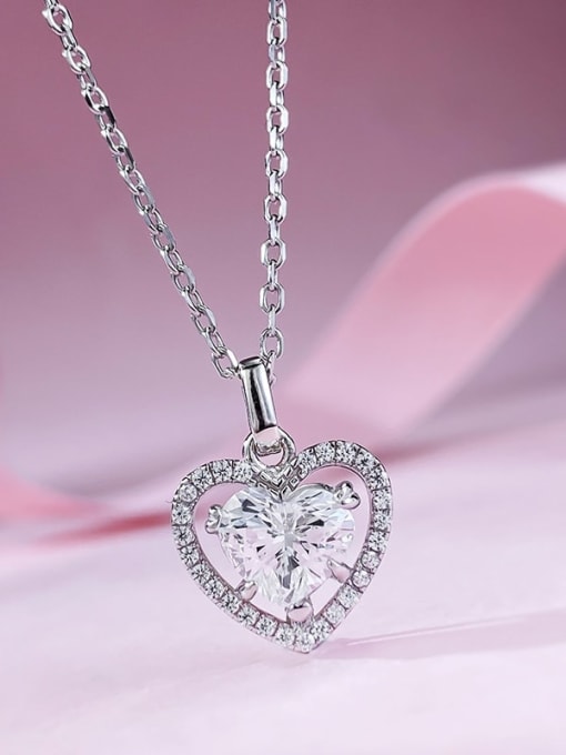 N375 white 925 Sterling Silver Cubic Zirconia Heart Dainty Necklace
