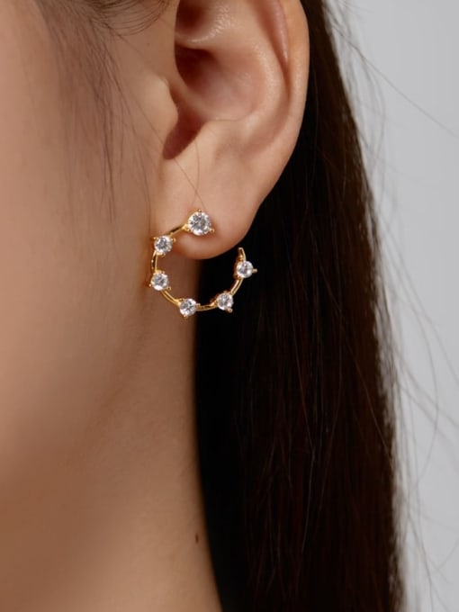 STL-Silver Jewelry 925 Sterling Silver Cubic Zirconia Geometric Dainty Cluster Earring 1