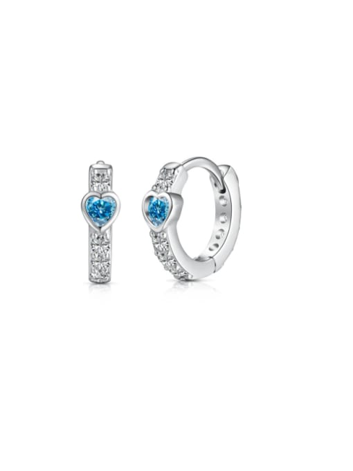DY110221 S W BA 925 Sterling Silver Cubic Zirconia Heart Dainty Huggie Earring