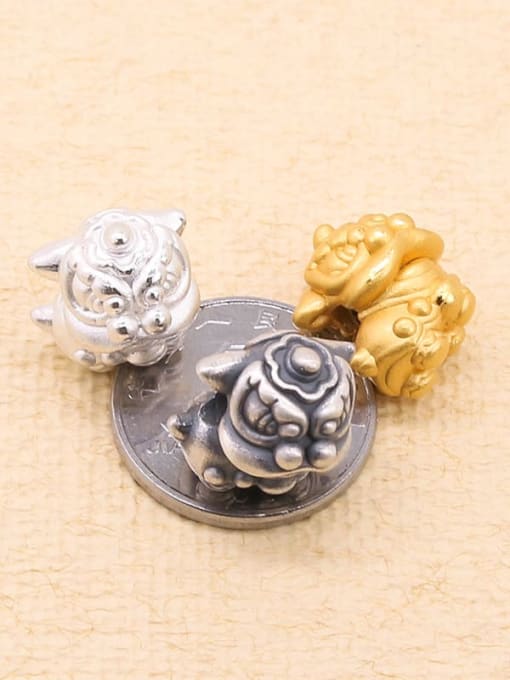 CYS S999 pure silver antique color cute lion perforated beads 2