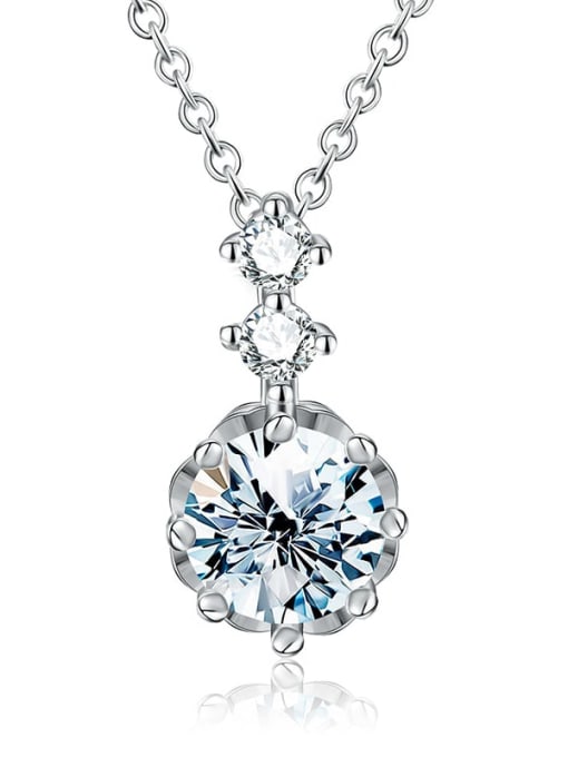 LOLUS 925 Sterling Silver Moissanite Flower Dainty Necklace