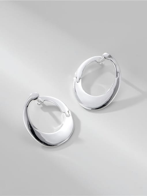 Geometric smooth ear buckle 925 Sterling Silver Smotth Round Minimalist Stud Earring