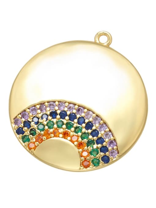 Golden Rainbow Brass Micro Set Fancy Diamond Round Pendant