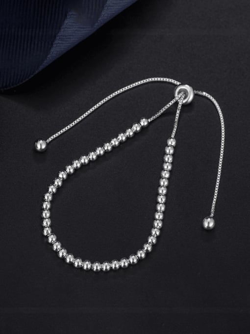 A&T Jewelry 925 Sterling Silver Bead Round Minimalist Adjustable Bracelet 2