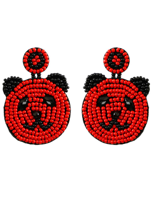 E68951 red Tila Bead Multi Color Panda Bohemia Pure handmade Weave Earring