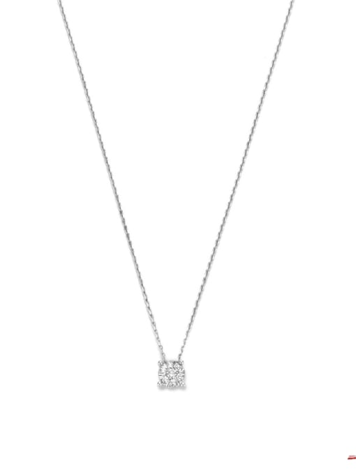 Platinum Style 2 925 Sterling Silver Cubic Zirconia Geometric Dainty Necklace
