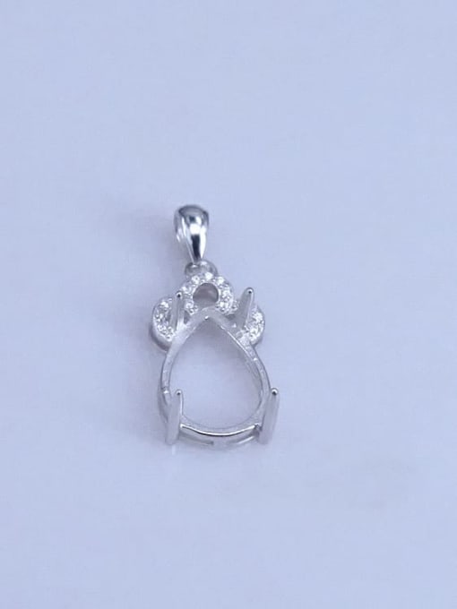 Supply 925 Sterling Silver Rhodium Plated Water Drop Pendant Setting Stone size: 10.5*14.5mm 1
