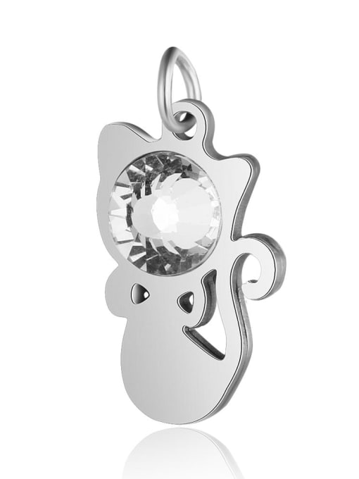 X T578D 1 Stainless steel Cat Charm Height : 11.5mm , Width: 22mm