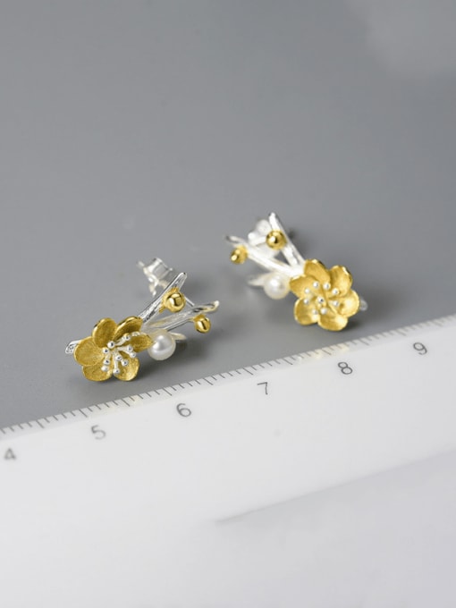 LOLUS 925 Sterling Silver Flower Artisan Stud Earring 2