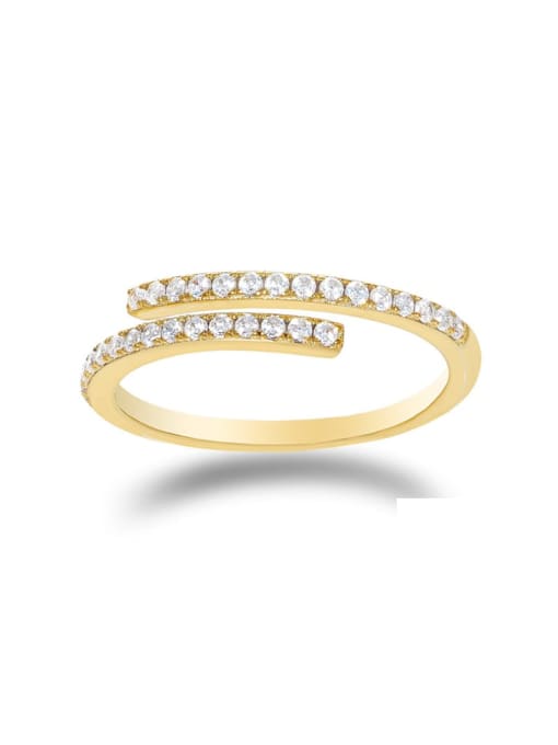 Golden color 925 Sterling Silver Cubic Zirconia White Geometric Minimalist Stackable Ring