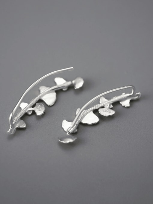 LOLUS 925 Sterling Silver Leaf Artisan Hook Earring 3