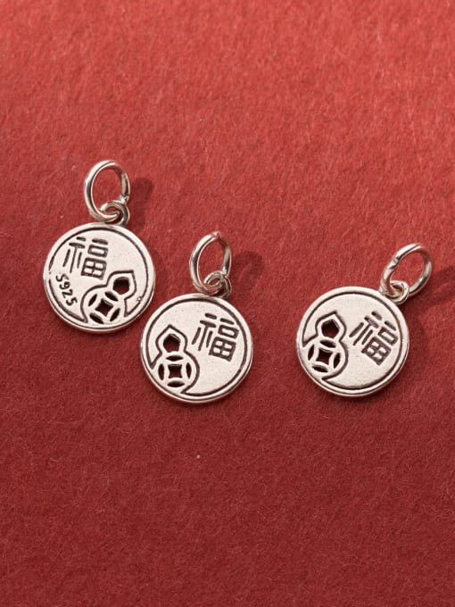 FAN 925 Sterling Silver Round Vintage Charms 1