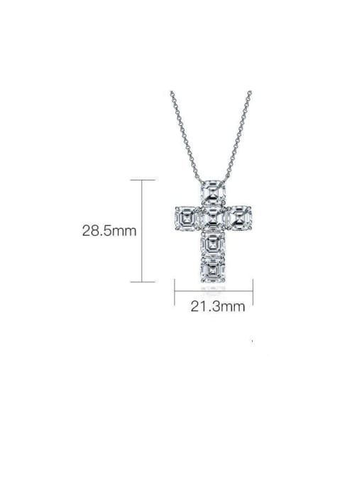 A&T Jewelry 925 Sterling Silver High Carbon Diamond White Cross Trend Necklace 2