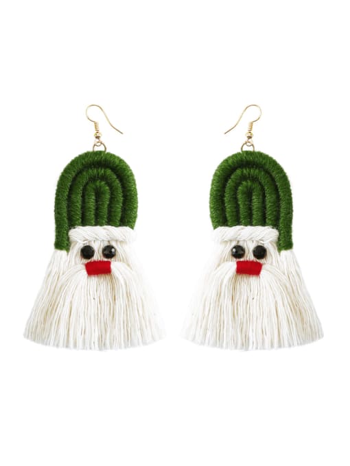 JMI Cotton rope +tassel  Christmas Bossian style hand-woven earrings 0