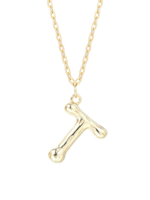 A2041 Letter T 925 Sterling Silver Letter Minimalist Necklace