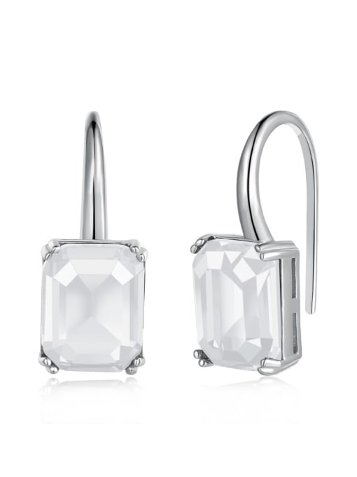 DY110145 S W WH 925 Sterling Silver Cubic Zirconia Geometric Luxury Hook Earring