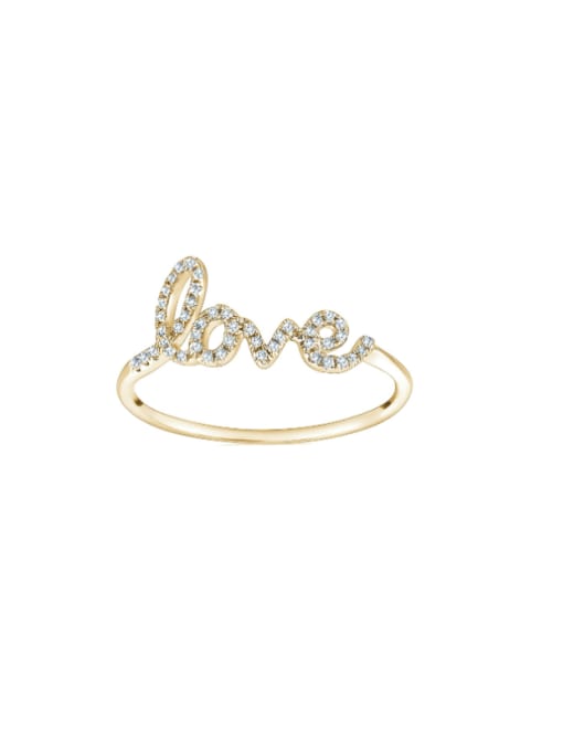 golden 925 Sterling Silver Cubic Zirconia Letter Minimalist Band Ring