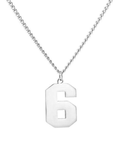 Number 6 Necklace Titanium Steel Number Minimalist Long Strand Necklace