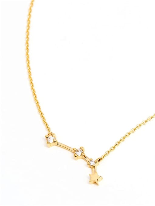 Gold Aries 925 Sterling Silver Cubic Zirconia Constellation Dainty Necklace