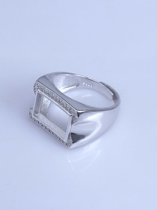 Supply 925 Sterling Silver 18K White Gold Plated Geometric Ring Setting Stone size: 9*14mm 1