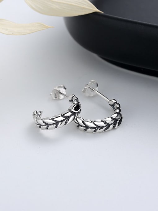 TAIS 925 Sterling Silver Feather Vintage Stud Earring 1