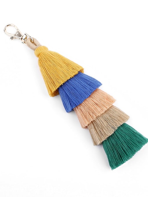 K68009 yellow color Alloy Cotton Rope  Tassel Artisan Hand-Woven Bag Pendant