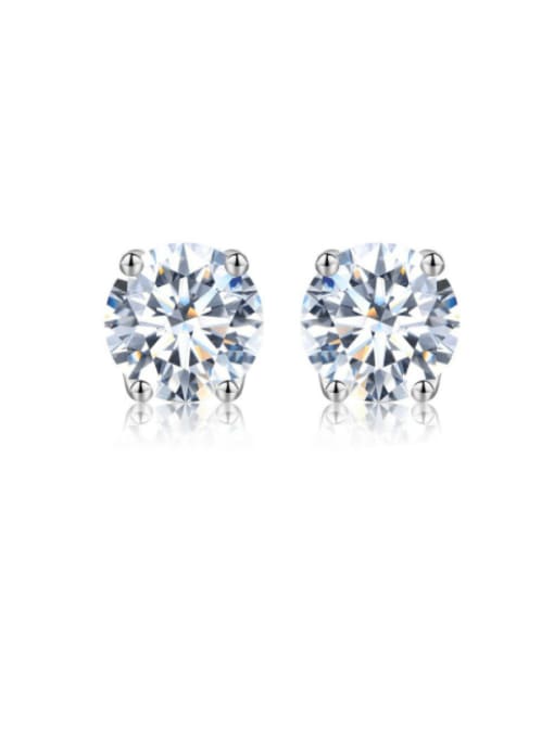Platinum(White Mosan Diamond) 925 Sterling Silver Moissanite Geometric Dainty Stud Earring