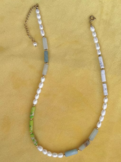 W.BEADS Natural Stone Bohemia Freshwater Pearls Handmade Beading  Necklace 1