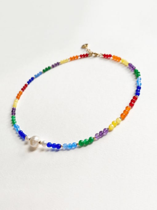 W.BEADS Tila Bead Multi Color Bohemia Freshwater Pearls Handmade Beading Necklace 3