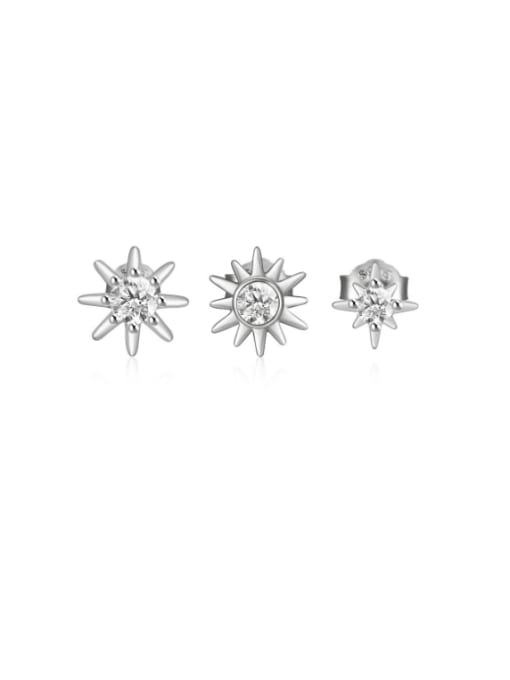 3 pieces per set in platinum 925 Sterling Silver Sun Flower Minimalist Stud Earring