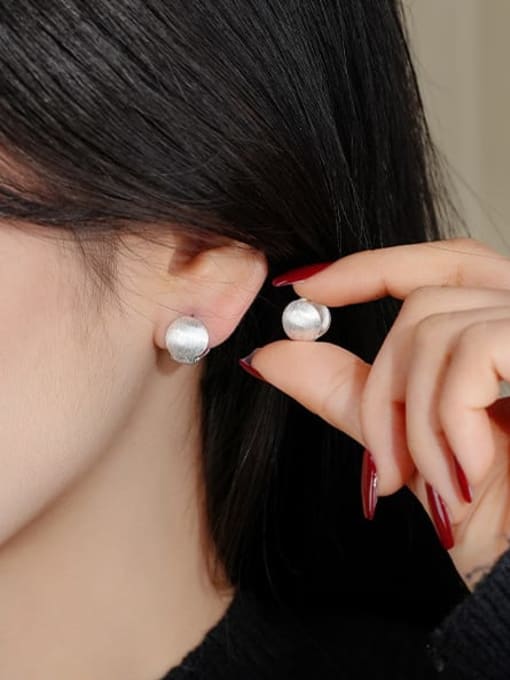 YUANFAN 925 Sterling Silver Round  Ball Minimalist Stud Earring 1