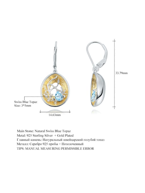 ZXI-SILVER JEWELRY 925 Sterling Silver Swiss Blue Topaz Geometric Luxury Huggie Earring 2