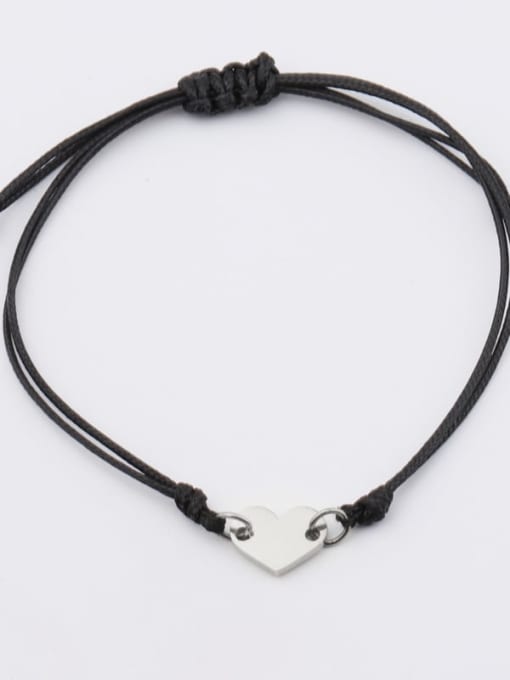 Steel color Stainless steel Heart Minimalist Adjustable Bracelet