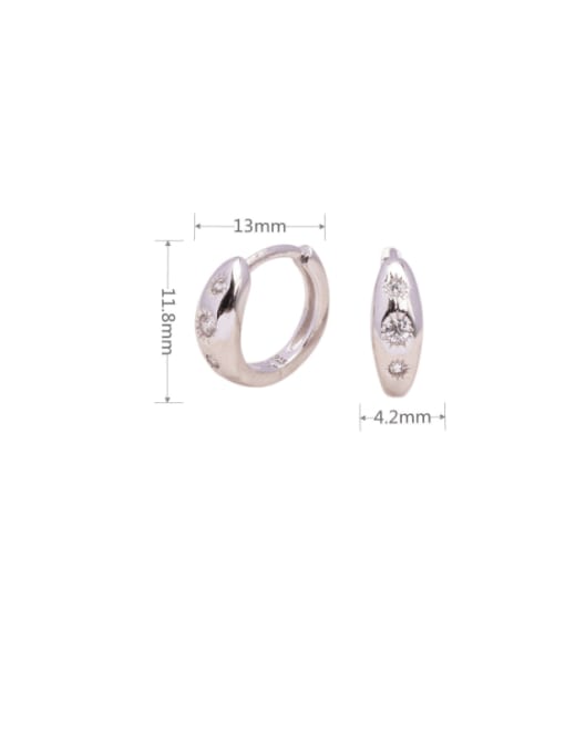 platinum 925 Sterling Silver Rhinestone Geometric Minimalist Huggie Earring
