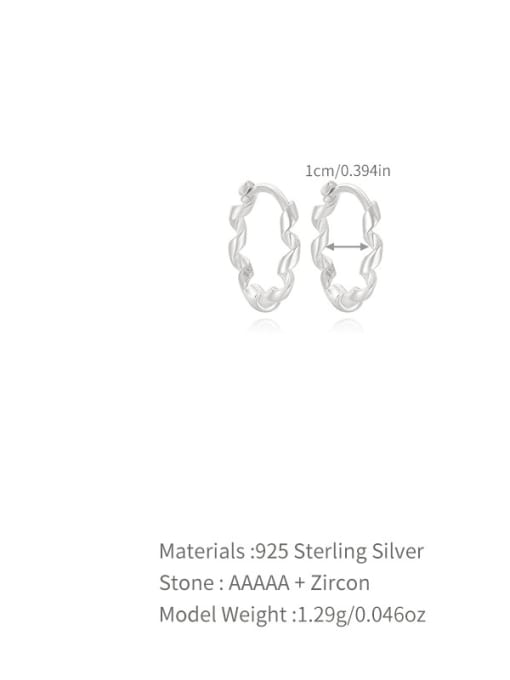 White gold 10mm 925 Sterling Silver Wave  Geometric Dainty Huggie Earring