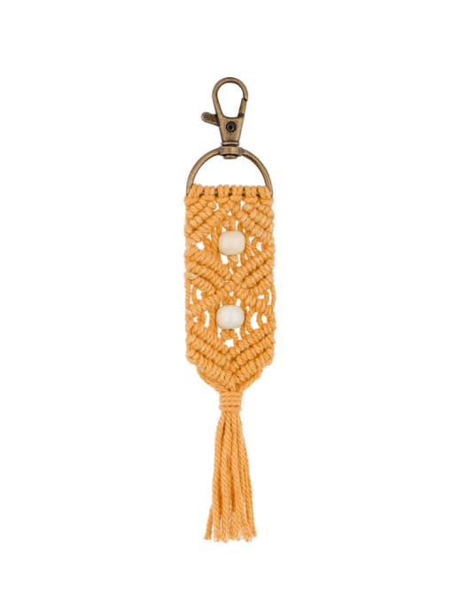 Yellow k68159 Alloy Bead Cotton Rope Tassel Bohemia Hand-Woven Bag Pendant