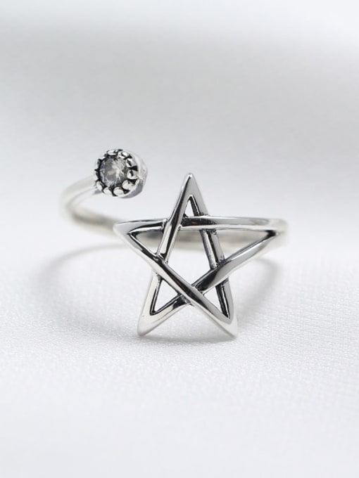 ACEE 925 Sterling Silver Star Vintage Spoon Ring 0