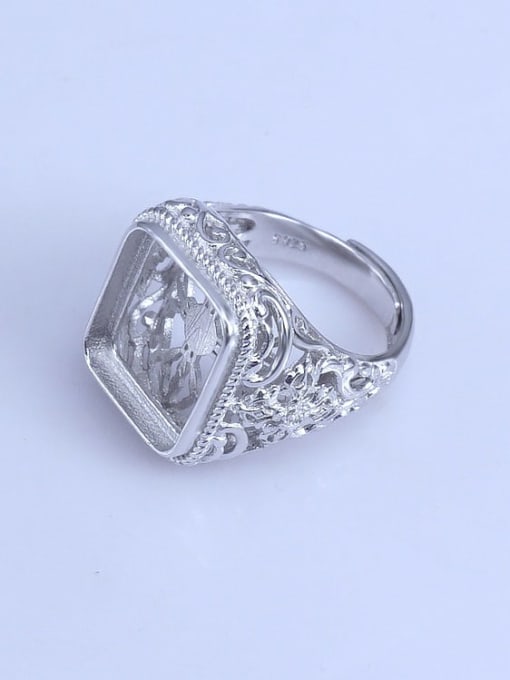 Supply 925 Sterling Silver 18K White Gold Plated Geometric Ring Setting Stone size: 14*16mm 1
