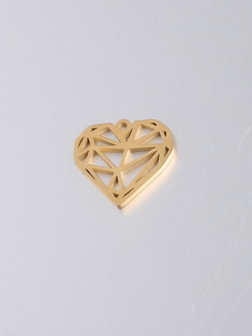 golden Stainless Steel Hollow Diamond Peach Heart Pendant