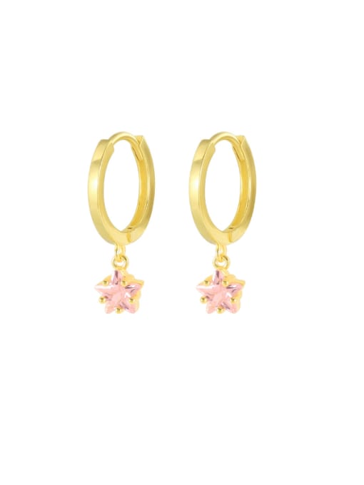 Gold+ Pink 925 Sterling Silver Cubic Zirconia Geometric Dainty Huggie Earring