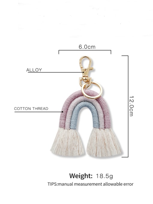 JMI Alloy Cotton Rope  Rainbow Hand-Woven Artisan Key Chain/ Bag Pendant 2