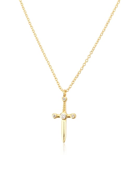 18k gold 925 Sterling Silver Cubic Zirconia Cross Minimalist Regligious Necklace