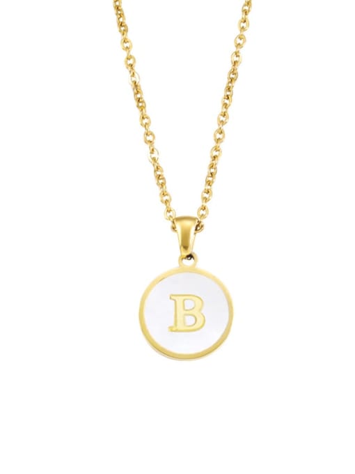 B Stainless steel Enamel Letter Geometric Minimalist Necklace