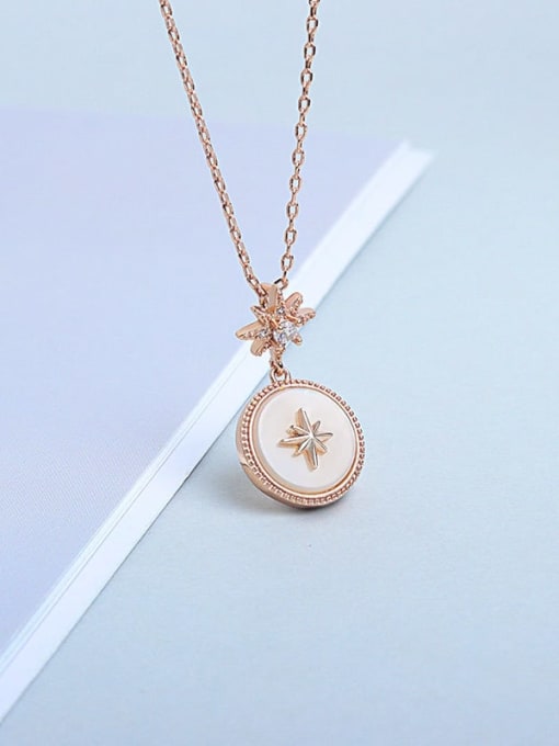 Champagne 925 Sterling Silver Shell Star Minimalist Necklace