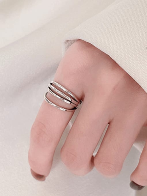 TAIS 925 Sterling Silver Geometric Vintage Irregular Multi-layer  Stackable Ring 1