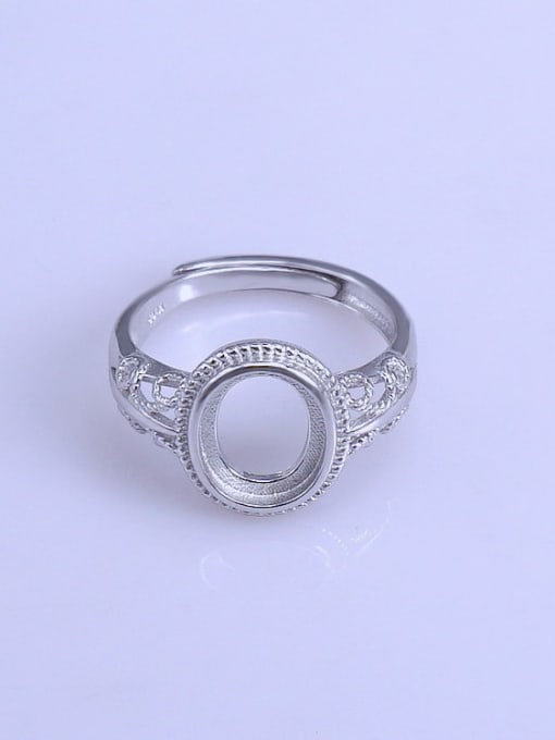 Supply 925 Sterling Silver 18K White Gold Plated Geometric Ring Setting Stone size: 8*10mm 0