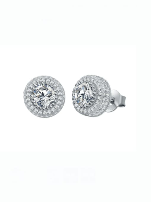 A&T Jewelry 925 Sterling Silver Cubic Zirconia Geometric Luxury Stud Earring 0