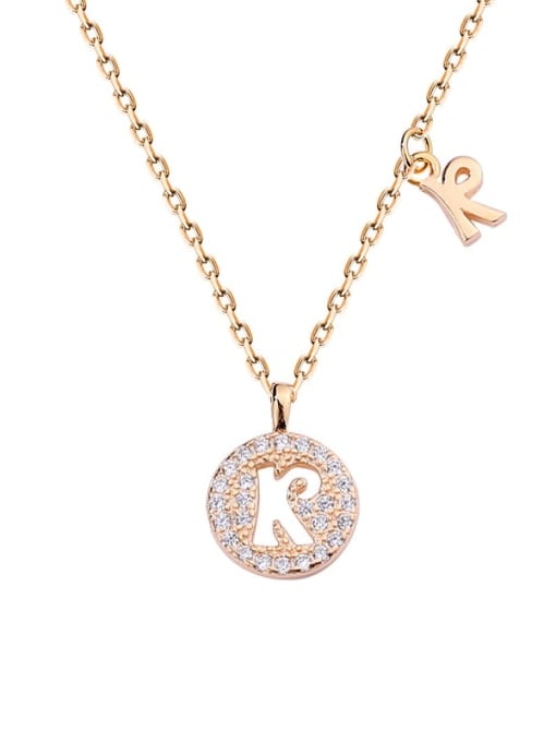 A1573 Champagne plated gold R 925 Sterling Silver Rhinestone Geometric Minimalist Necklace